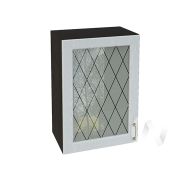 Кухня «Ницца»: Шкаф верхний со стеклом 500, ШВС 500 (Серый/корпус венге)