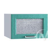 Кухня «Луксор»: Шкаф верхний горизонтальный со стеклом 510, ШВГС 510 (Клен бирюза/корпус белый)