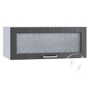 Кухня «Луксор»: Шкаф верхний горизонтальный со стеклом 810, ШВГС 810 (Клен серый/корпус белый)