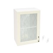 Кухня «Ницца»: Шкаф верхний со стеклом 500, ШВС 500 (Крем/корпус белый)