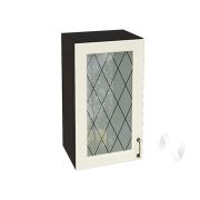 Кухня «Ницца»: Шкаф верхний со стеклом 400, ШВС 400 (Крем/корпус венге)