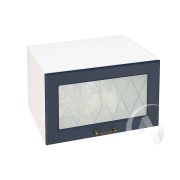 Кухня «Ницца»: Шкаф верхний горизонтальный со стеклом 610, ШВГС 610 (Дуб чернильный/корпус белый)