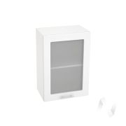 Кухня «Валерия-М»: Шкаф верхний со стеклом 500, ШВС 500 (белый глянец/корпус белый)