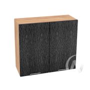 Кухня «Валерия-М»: Шкаф верхний 800, ШВ 800 (дождь черный/корпус дуб крафт золотой)