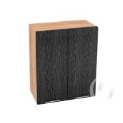 Кухня «Валерия-М»: Шкаф верхний 600, ШВ 600 новый (дождь черный/корпус дуб крафт золотой)