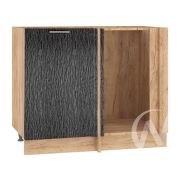 Кухня «Валерия-М»: Шкаф нижний угловой 990М, ШНУ 990М (дождь черный/корпус дуб крафт золотой)