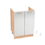 Кухня «Валерия-М»: Шкаф нижний под мойку 600, ШНМ 600 (дождь серый/корпус дуб крафт золотой)