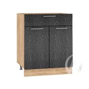 Кухня «Валерия-М»: Шкаф нижний с ящиком 600, ШН1Я 600 (дождь черный/корпус дуб крафт золотой)