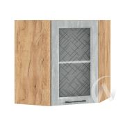 Кухня «Либерти»: Шкаф верхний угловой со стеклом 590, ШВУС 590 (Холст натуральный/корпус крафт)