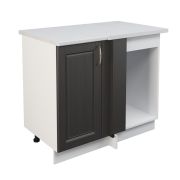 Шкаф нижний угловой  ШНУП 1000 Корпус: ЛДСП белый 16мм; фасад: фрезеровка Лондон, МДФ дуб венге 16мм