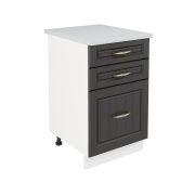 Шкаф нижний с ящиками ШН3Я 500 Корпус: ЛДСП белый 16мм; фасад: фрезеровка Лондон, МДФ дуб венге 16мм