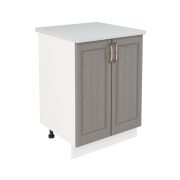 Шкаф нижний ШН 600 Корпус: ЛДСП белый 16мм; фасад: фрезеровка Лондон, МДФ дуб графит 16мм