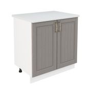 Шкаф нижний ШН 800 Корпус: ЛДСП белый 16мм; фасад: фрезеровка Лондон, МДФ дуб графит 16мм