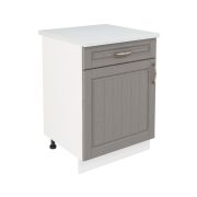 Шкаф нижний с ящиком ШН1Я 600 Корпус: ЛДСП белый 16мм; фасад: фрезеровка Лондон, МДФ дуб графит 16мм