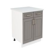 Шкаф нижний с ящиками ШН2Я 600 Корпус: ЛДСП белый 16мм; фасад: фрезеровка Лондон, МДФ дуб графит 16мм