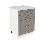 Шкаф нижний с ящиками ШН3Я 600 Корпус: ЛДСП белый 16мм; фасад: фрезеровка Лондон, МДФ дуб графит 16мм