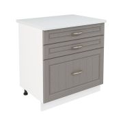Шкаф нижний с ящиками ШН3Я 800 Корпус: ЛДСП белый 16мм; фасад: фрезеровка Лондон, МДФ дуб графит 16мм
