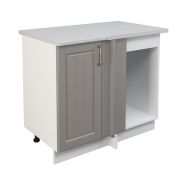 Шкаф нижний угловой  ШНУП 1000 Корпус: ЛДСП белый 16мм; фасад: фрезеровка Лондон, МДФ дуб графит 16мм