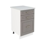 Шкаф нижний с ящиками ШН3Я 500 Корпус: ЛДСП белый 16мм; фасад: фрезеровка Лондон, МДФ дуб графит 16мм