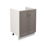 Шкаф нижний под мойку ШНМ 600 Корпус: ЛДСП белый 16мм; фасад: фрезеровка Лондон, МДФ дуб графит 16мм