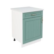 Шкаф нижний с ящиком ШН1Я 600 Корпус: ЛДСП белый 16мм; фасад: фрезеровка Лондон, МДФ дуб изумруд 16мм