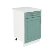 Шкаф нижний с ящиком ШН1Я 500 Корпус: ЛДСП белый 16мм; фасад: фрезеровка Лондон, МДФ дуб изумруд 16мм