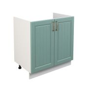 Шкаф нижний под мойку ШНМ 800 Корпус: ЛДСП белый 16мм; фасад: фрезеровка Лондон, МДФ дуб изумруд 16мм