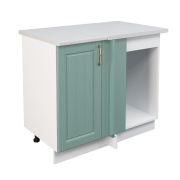 Шкаф нижний угловой  ШНУП 1000 Корпус: ЛДСП белый 16мм; фасад: фрезеровка Лондон, МДФ дуб изумруд 16мм