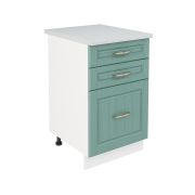 Шкаф нижний с ящиками ШН3Я 500 Корпус: ЛДСП белый 16мм; фасад: фрезеровка Лондон, МДФ дуб изумруд 16мм