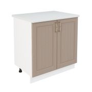 Шкаф нижний ШН 800 Корпус: ЛДСП белый 16мм; фасад: фрезеровка Лондон, МДФ дуб капучино 16мм
