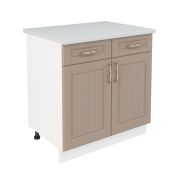 Шкаф нижний с ящиками ШН2Я 800 Корпус: ЛДСП белый 16мм; фасад: фрезеровка Лондон, МДФ дуб капучино 16мм