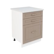 Шкаф нижний с ящиками ШН3Я 600 Корпус: ЛДСП белый 16мм; фасад: фрезеровка Лондон, МДФ дуб капучино 16мм