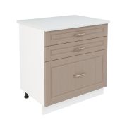 Шкаф нижний с ящиками ШН3Я 800 Корпус: ЛДСП белый 16мм; фасад: фрезеровка Лондон, МДФ дуб капучино 16мм