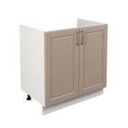 Шкаф нижний под мойку ШНМ 800 Корпус: ЛДСП белый 16мм; фасад: фрезеровка Лондон, МДФ дуб капучино 16мм