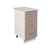 Шкаф нижний с ящиками ШНЯ 400 Корпус: ЛДСП белый 16мм; фасад: фрезеровка Лондон, МДФ дуб капучино 16мм