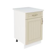 Шкаф нижний с ящиком ШН1Я 500 Корпус: ЛДСП белый 16мм; фасад: фрезеровка Лондон, МДФ дуб крем 16мм