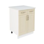 Шкаф нижний с ящиками ШН2Я 600 Корпус: ЛДСП белый 16мм; фасад: фрезеровка Лондон, МДФ дуб крем 16мм