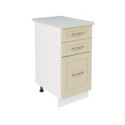 Шкаф нижний с ящиками ШН3Я 400 Корпус: ЛДСП белый 16мм; фасад: фрезеровка Лондон, МДФ дуб крем 16мм
