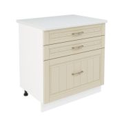 Шкаф нижний с ящиками ШН3Я 800 Корпус: ЛДСП белый 16мм; фасад: фрезеровка Лондон, МДФ дуб крем 16мм
