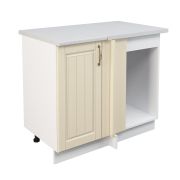 Шкаф нижний угловой  ШНУП 1000 Корпус: ЛДСП белый 16мм; фасад: фрезеровка Лондон, МДФ дуб крем 16мм