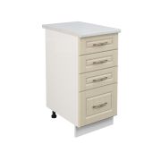 Шкаф нижний с ящиками ШНЯ 400 Корпус: ЛДСП белый 16мм; фасад: фрезеровка Лондон, МДФ дуб крем 16мм