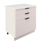 Шкаф нижний с ящиками ШН3Я 800 Корпус: ЛДСП белый 16мм; фасад: фрезеровка Норд Line, МДФ софт даймонд 16 мм