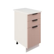 Шкаф нижний с ящиками ШН3Я 400 Корпус: ЛДСП белый 16мм; фасад: фрезеровка Норд Line, МДФ софт какао 16 мм