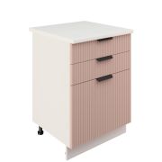 Шкаф нижний с ящиками ШН3Я 600 Корпус: ЛДСП белый 16мм; фасад: фрезеровка Норд Line, МДФ софт какао 16 мм