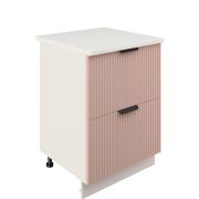 Шкаф нижний с ящиками ШНГ2Я 600 Корпус: ЛДСП белый 16мм; фасад: фрезеровка Норд Line, МДФ софт какао 16 мм