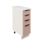 Шкаф нижний с ящиками ШНЯ 300 Корпус: ЛДСП белый 16мм; фасад: фрезеровка Норд Line, МДФ софт какао 16 мм