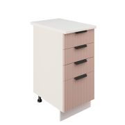 Шкаф нижний с ящиками ШНЯ 400 Корпус: ЛДСП белый 16мм; фасад: фрезеровка Норд Line, МДФ софт какао 16 мм