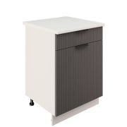 Шкаф нижний с ящиком ШН1Я 600 Корпус: ЛДСП белый 16мм; фасад: фрезеровка Норд Line, МДФ софт смок 16 мм