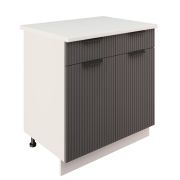 Шкаф нижний с ящиками ШН2Я 800 Корпус: ЛДСП белый 16мм; фасад: фрезеровка Норд Line, МДФ софт смок 16 мм