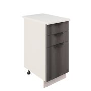 Шкаф нижний с ящиками ШН3Я 400 Корпус: ЛДСП белый 16мм; фасад: фрезеровка Норд Line, МДФ софт смок 16 мм